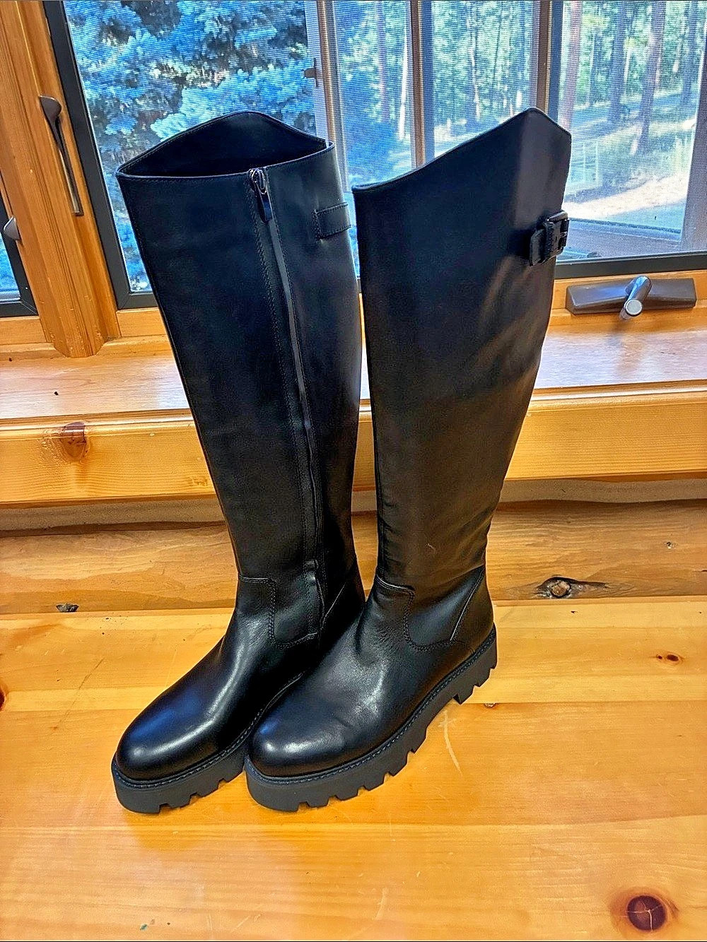 Franco Sarto Julie Knee High Boot Black Over-the-Knee Boots US 7.5